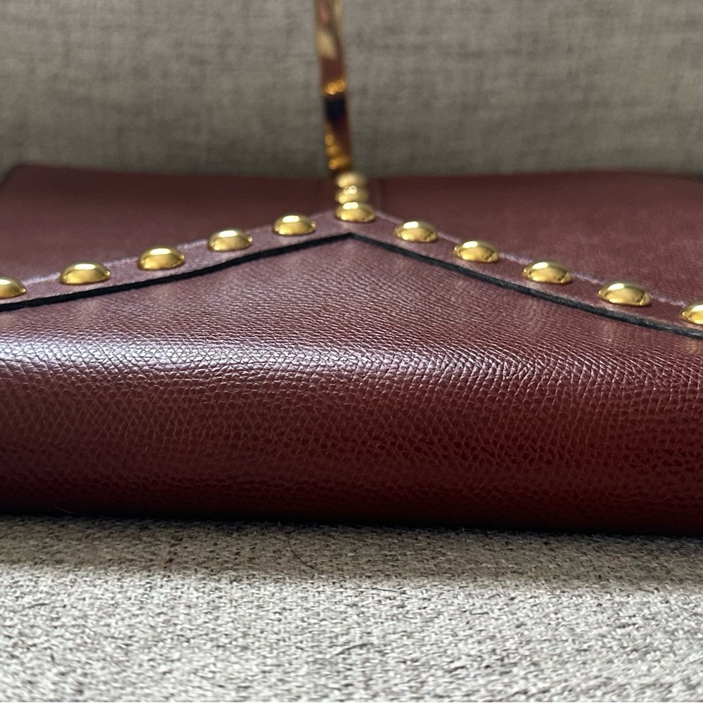 Authentic Yves Saint Laurent Studded Brown Shoulder Bag excellent like new YSL - Picture 2 of 14